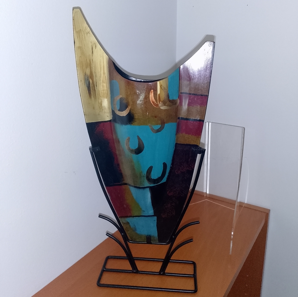Artistic Blue and Gold Abstract Sculpture